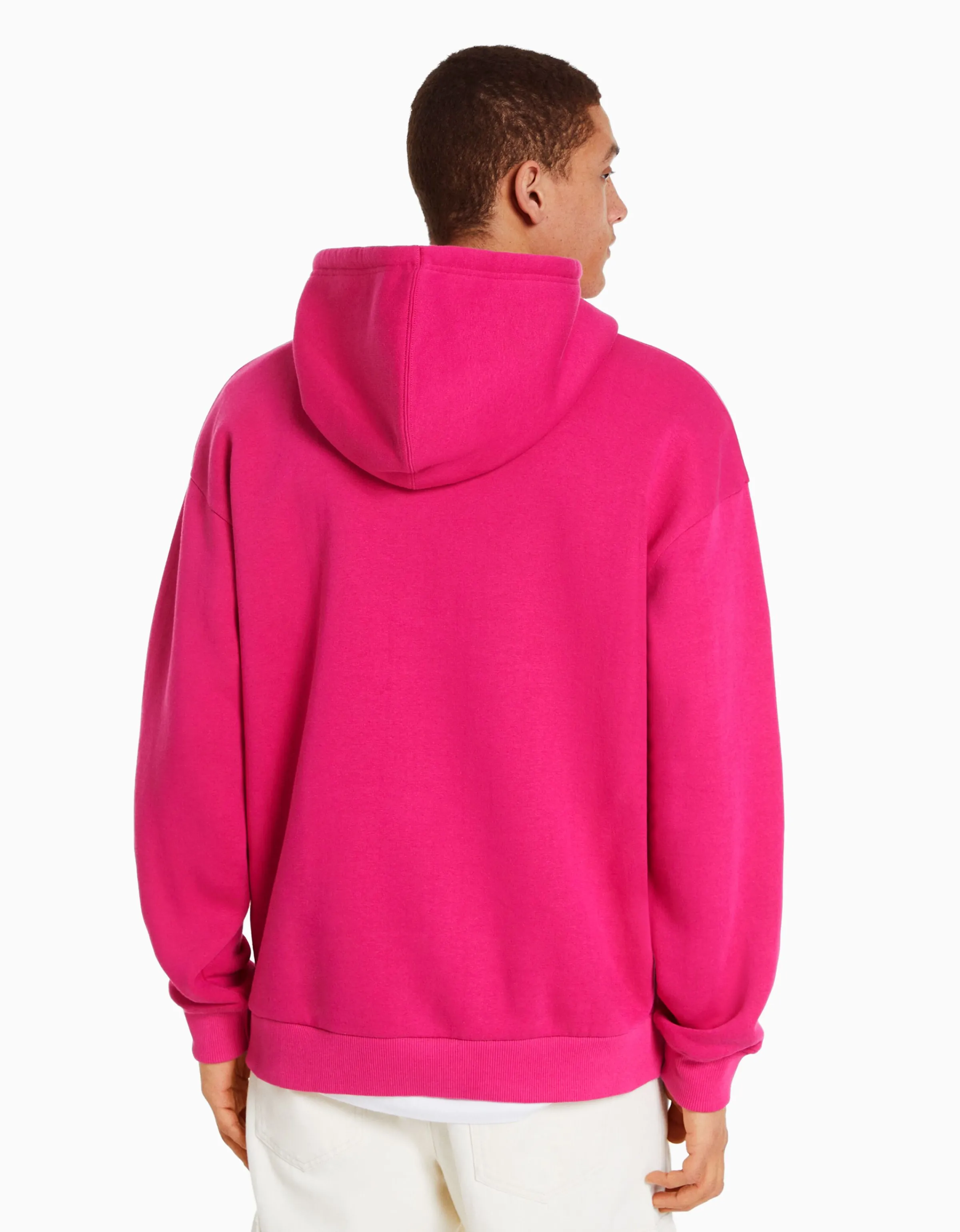 BERSHKA Sudadera capucha oversize Fucsia New