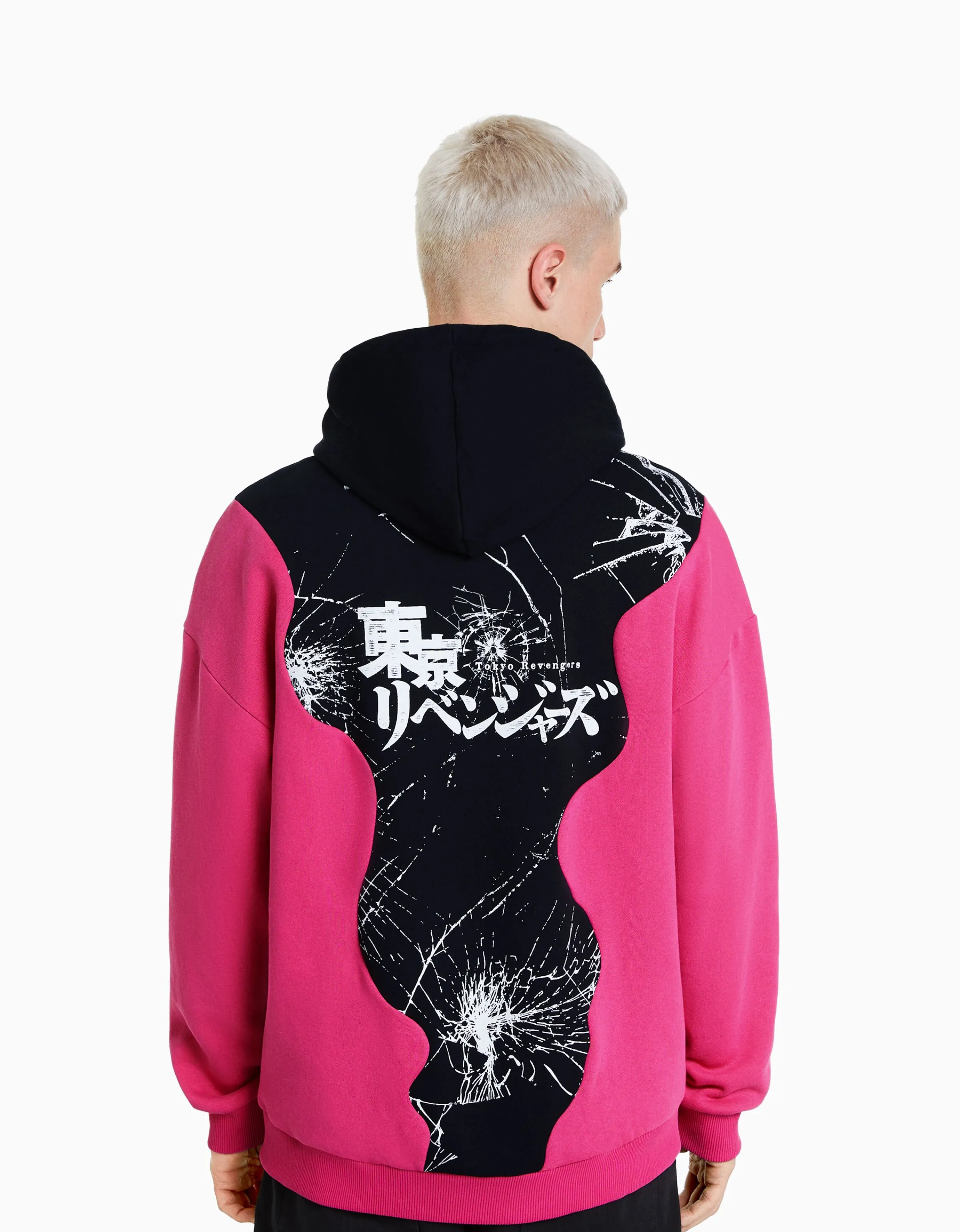 BERSHKA Sudadera capucha print TOKYO REVENGERS Fucsia Cheap