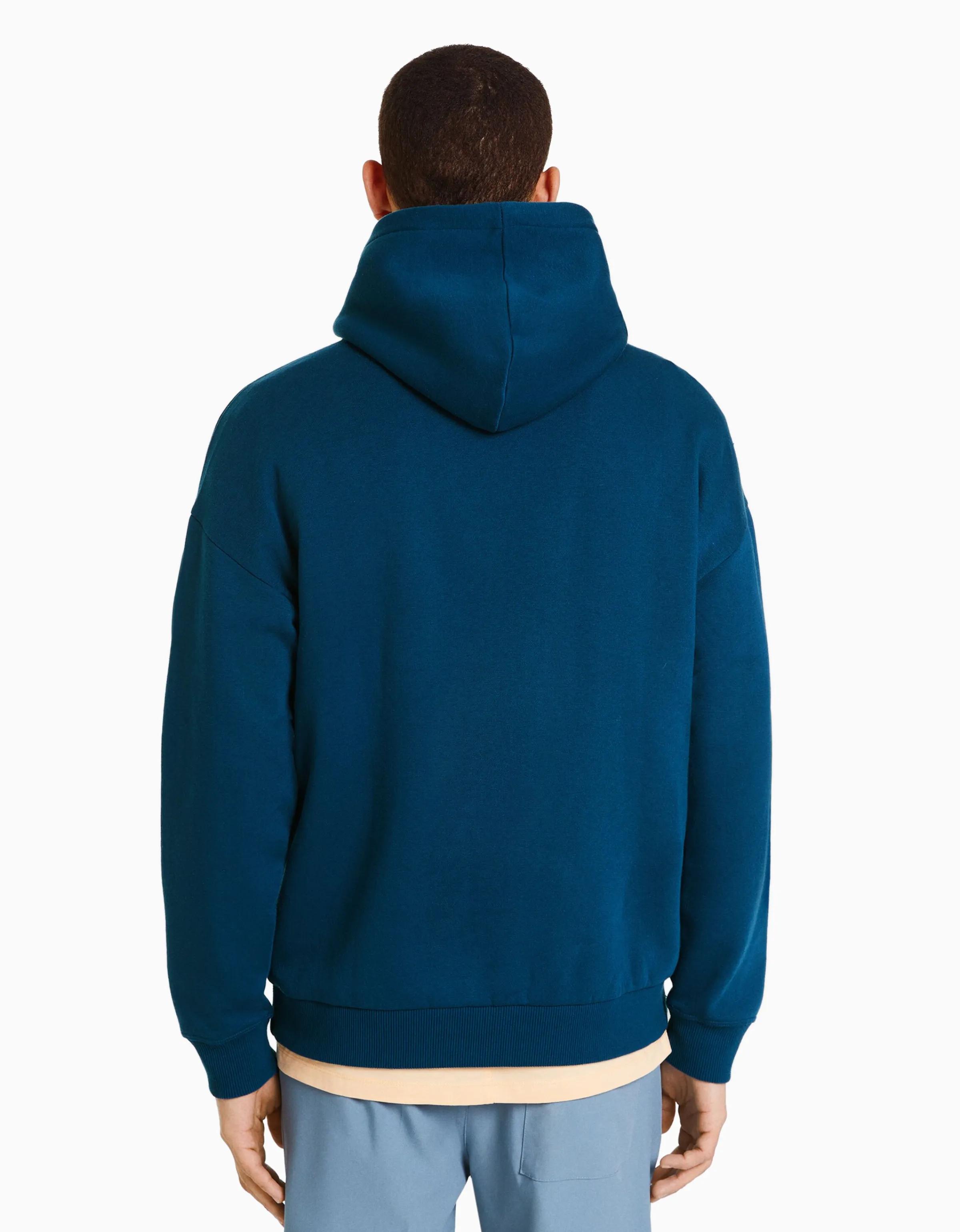 BERSHKA Sudadera capucha varsity Azul oscuro New