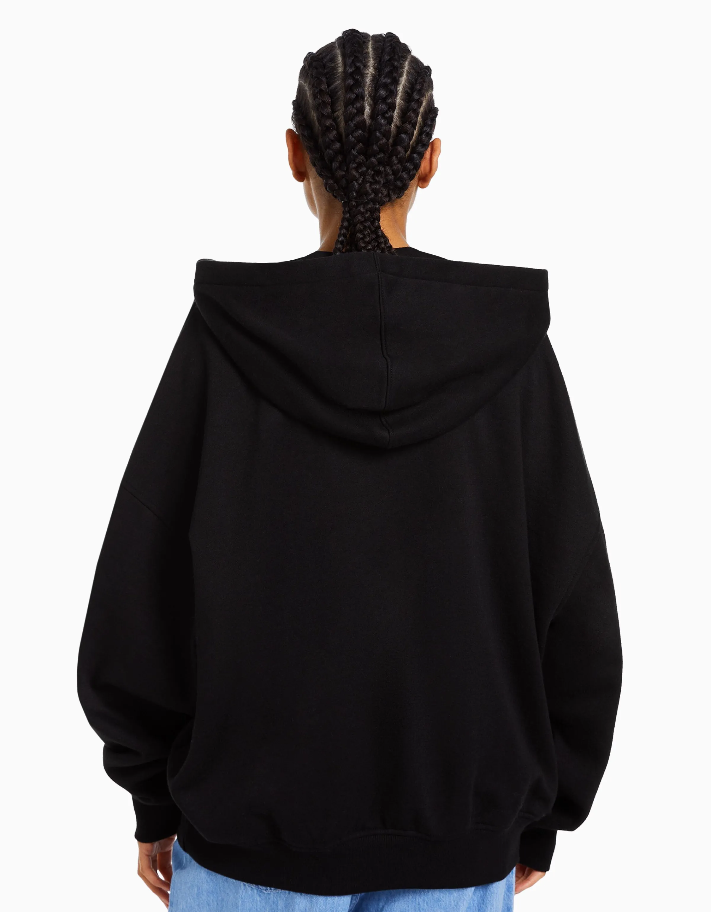 BERSHKA Sudadera cremallera capucha oversize Negro Online