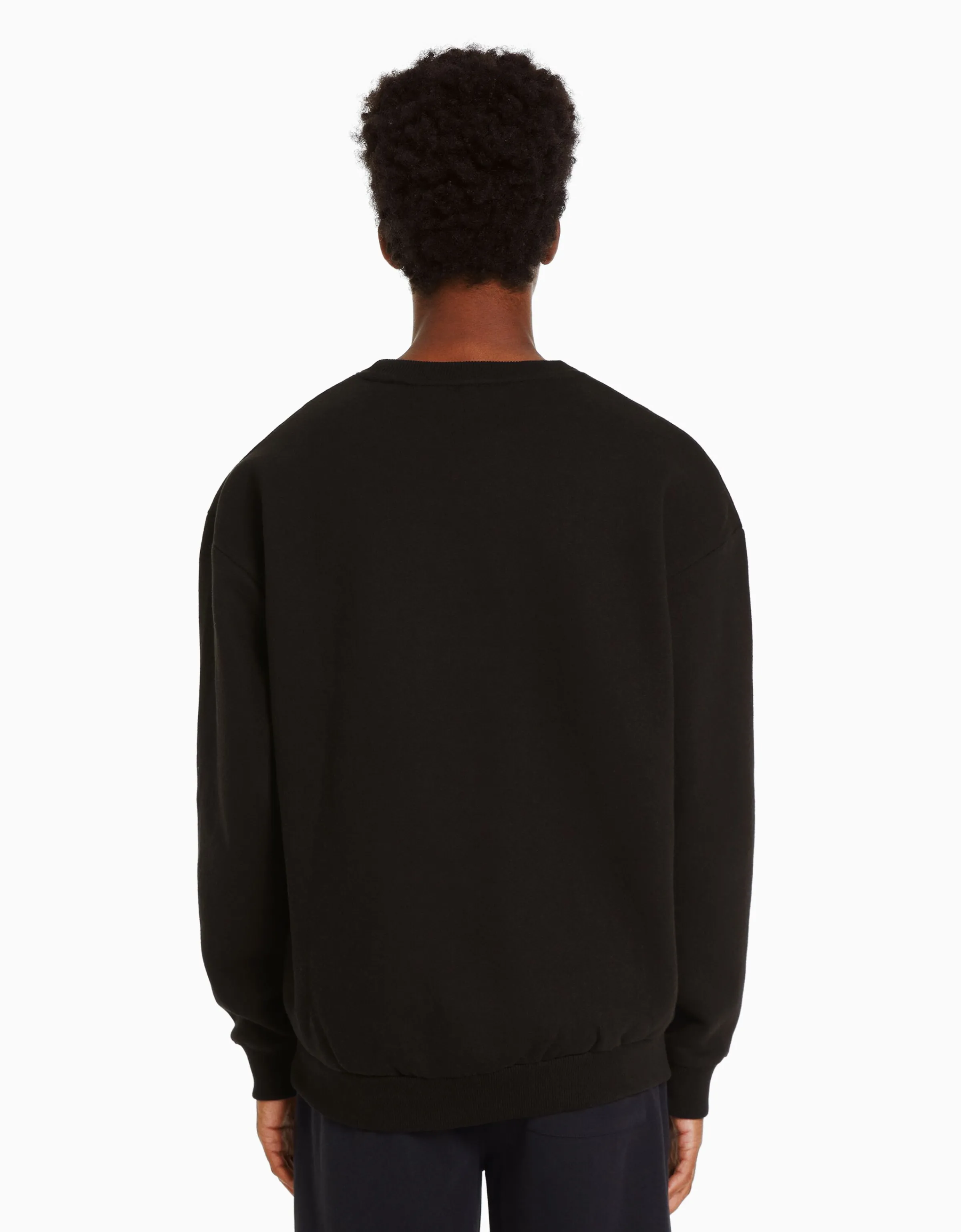 BERSHKA Sudadera cuello redondo oversize Negro Hot