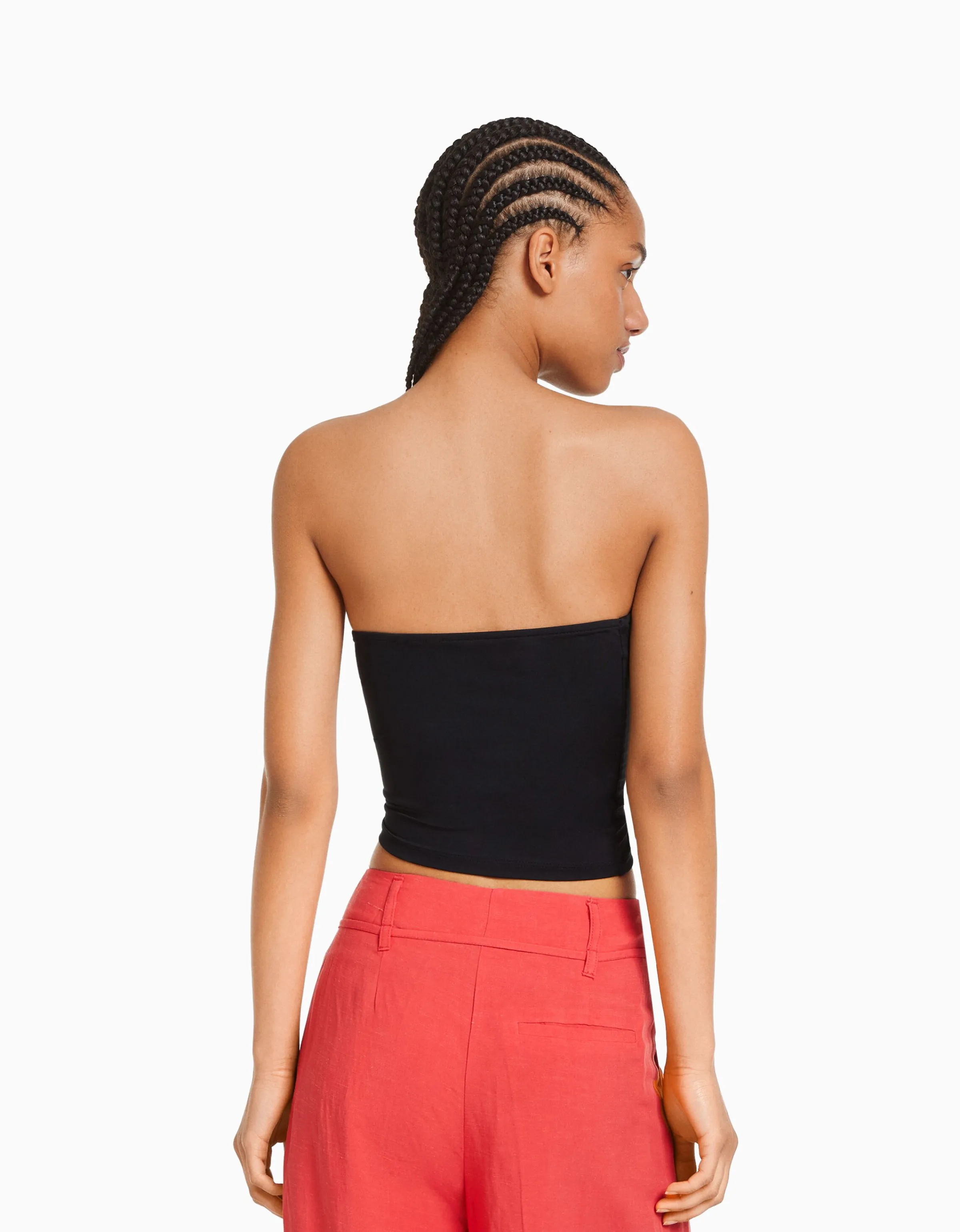 BERSHKA Top bandeau Blanco roto Clearance