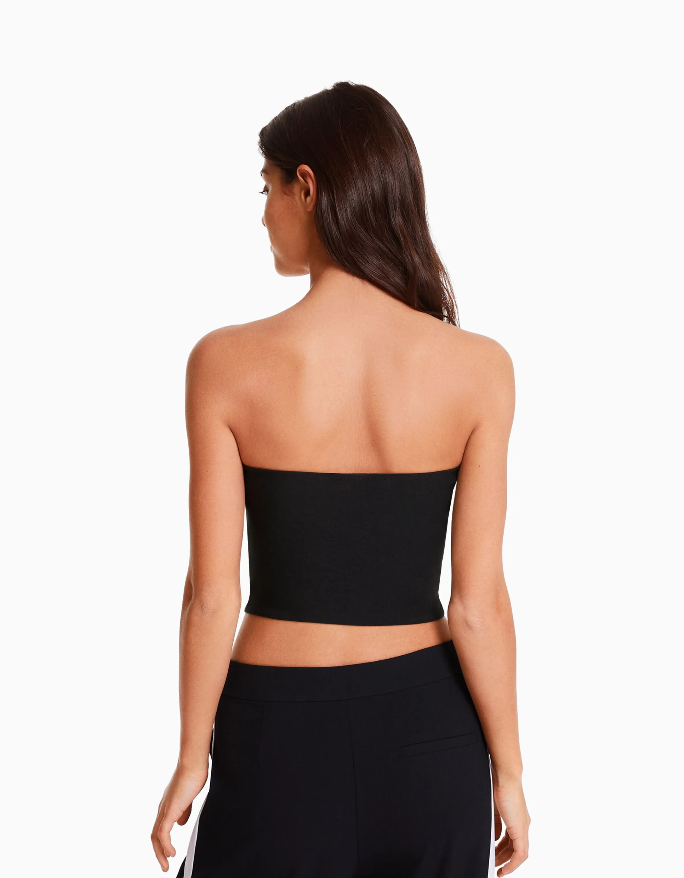 BERSHKA Top corsé bandeau Blanco Clearance