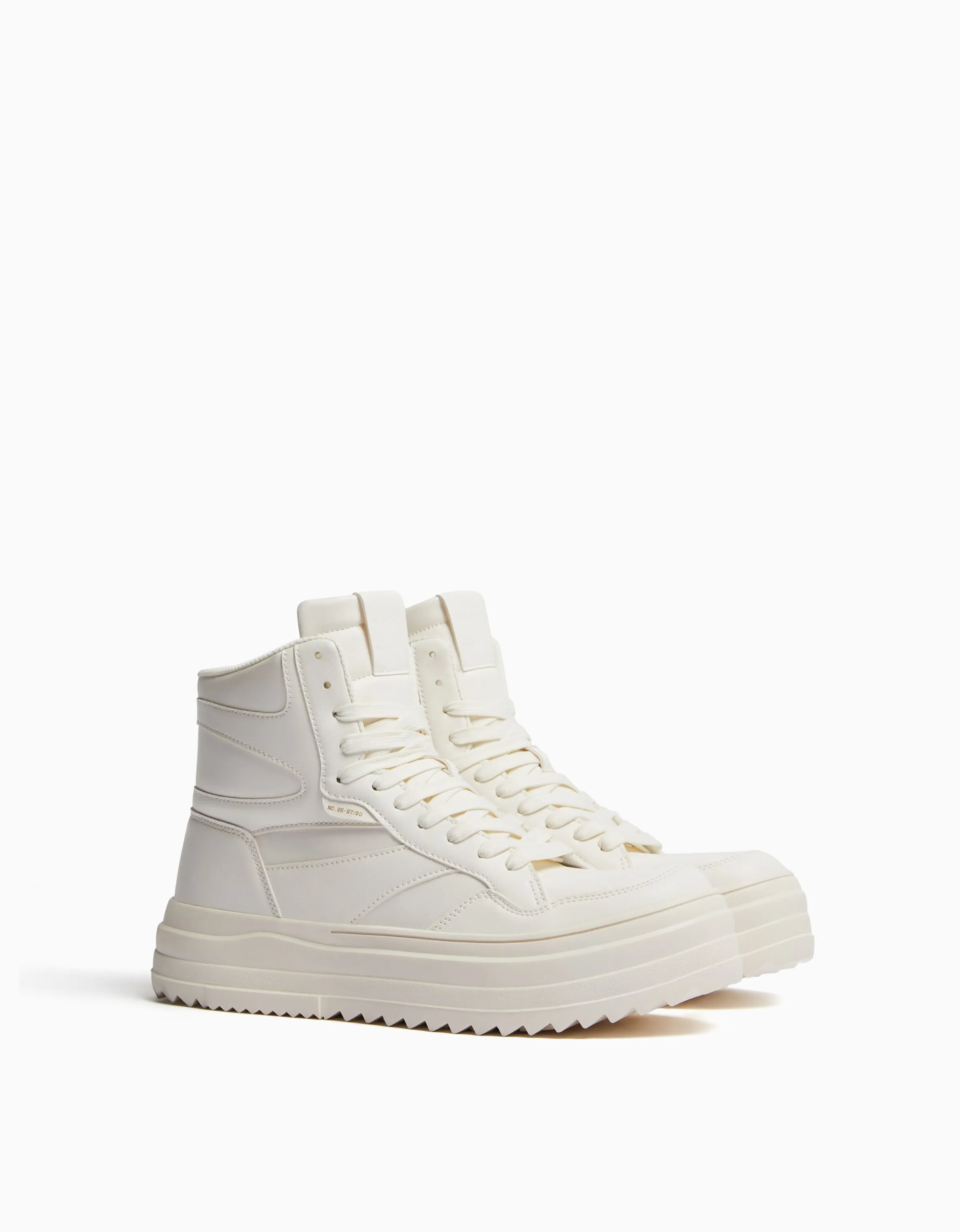 BERSHKA Zapatillas abotinadas volumen hombre Blanco Outlet