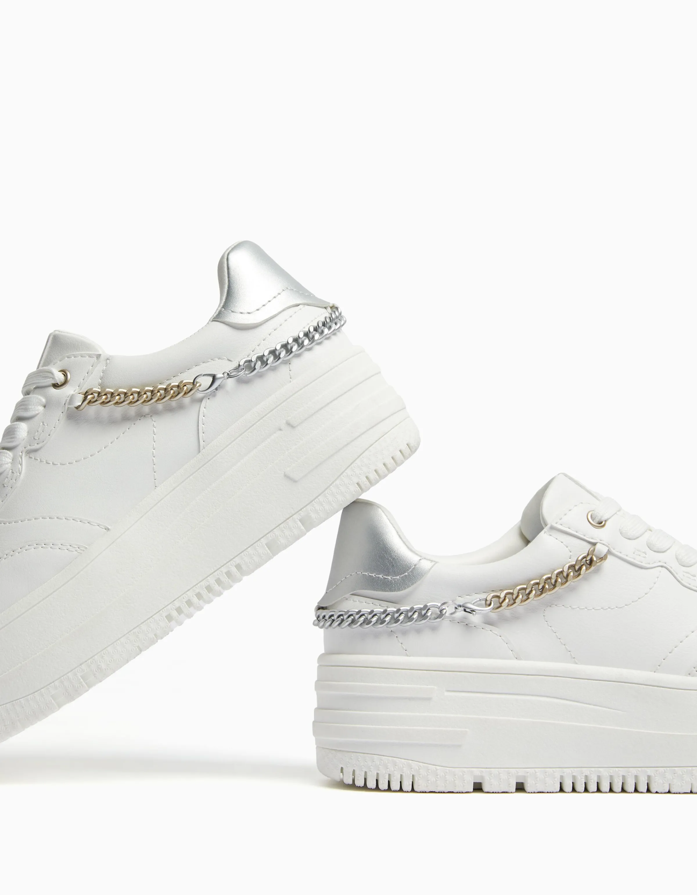 BERSHKA Zapatillas plataforma cadena Blanco Discount